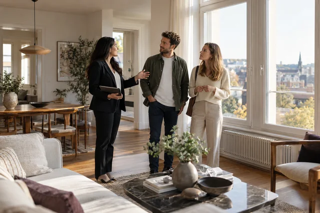 Real estate agencies at work — generated editorial photograph